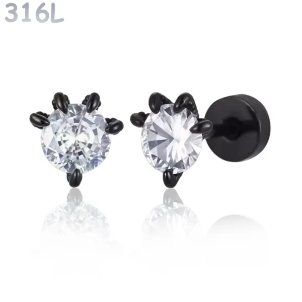 Boucles d'Oreilles à Zircon Serti par 5 Griffes Démoniaques.