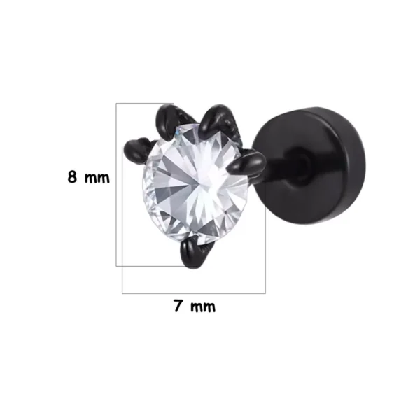 Boucles d'Oreilles à Zircon Serti par 5 Griffes Démoniaques (dimensions) Boucles d'Oreilles à Zircon Serti par 5 Griffes Démoniaques (dimensions).