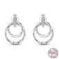 Boucles d'oreilles Triple Anneaux Entrelacés & Zircons en Argent 925
