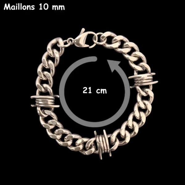 Bracelet Maillons Cubains 10 mm & Barbelés en Acier 316L Bracelet Maillons Cubains 10 mm & Barbelés en Acier 316L.