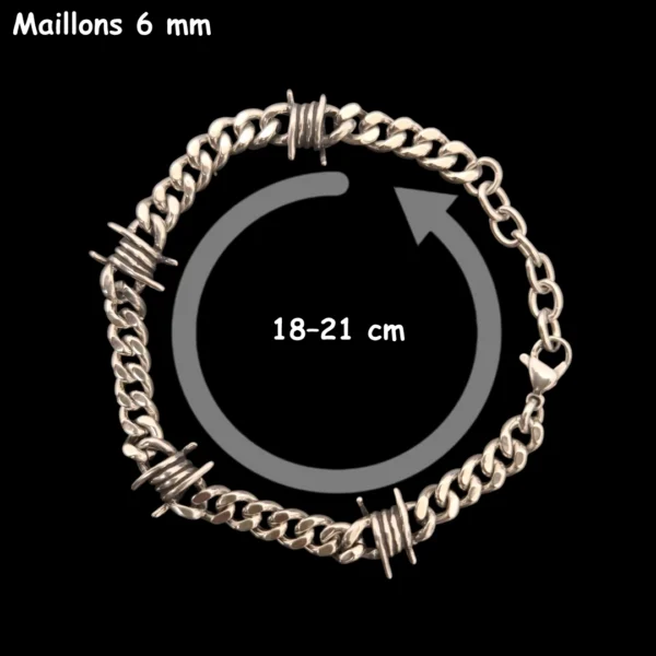Bracelet Maillons Cubains 6 mm & Barbelés en Acier 316L Bracelet Maillons Cubains 6 mm & Barbelés en Acier 316L.