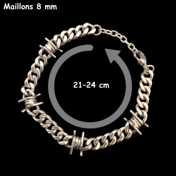 Bracelet Maillons Cubains 8 mm & Barbelés en Acier 316L Bracelet Maillons Cubains 8 mm & Barbelés en Acier 316L.