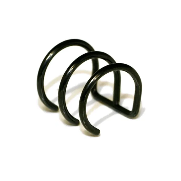 Faux Piercing Triple Anneau Lèvre & Cartilage en Acier 316L Noir PVD Faux Piercing Triple Anneau Lèvre & Cartilage en Acier 316L Noir PVD