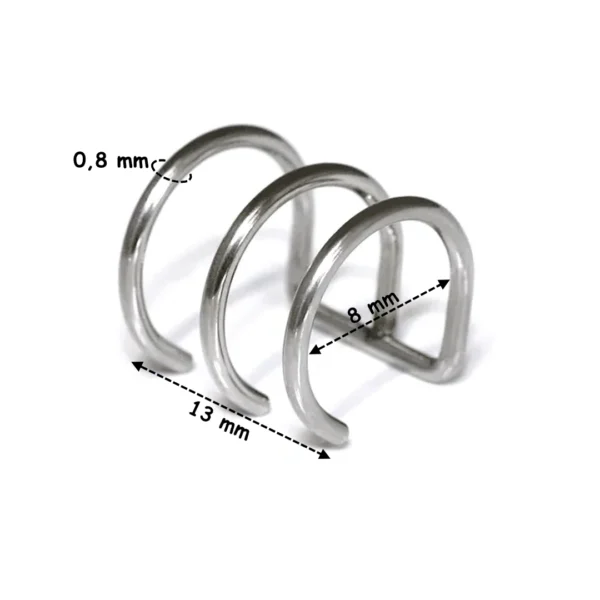 Faux Piercing Triple Anneau Lèvre & Cartilage en Acier 316L (dimensions) Faux Piercing Triple Anneau Lèvre & Cartilage en Acier 316L (dimensions)