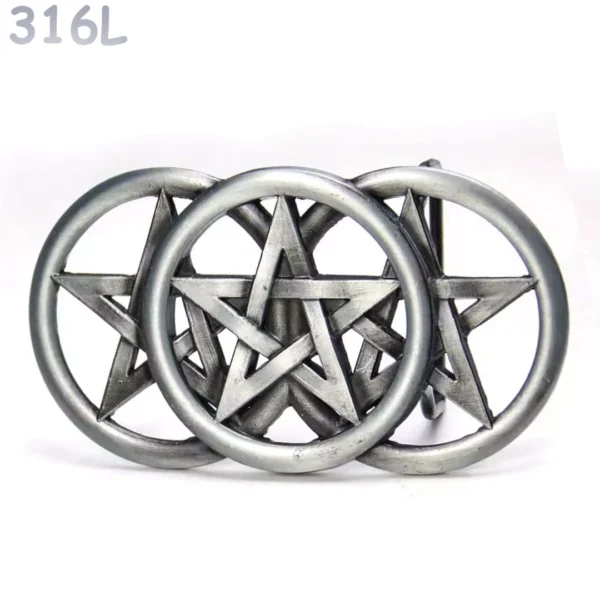 Boucle de Ceinture Triple Pentacle Acier 316L.