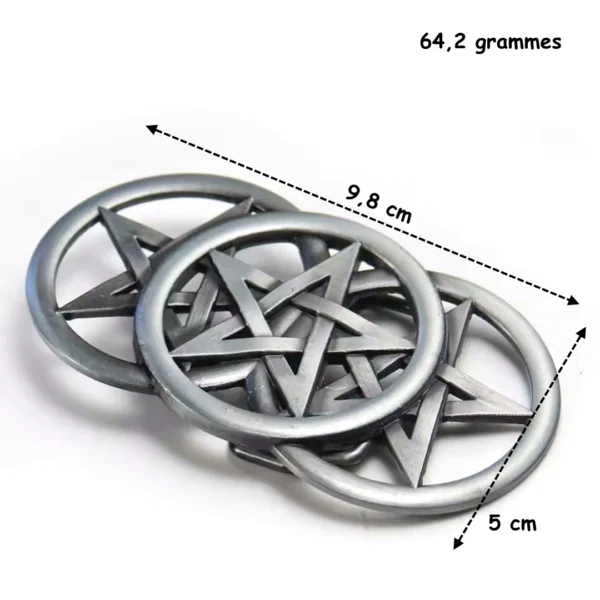 Boucle de Ceinture Triple Pentacle Acier 316L (dimensions) Boucle de Ceinture Triple Pentacle Acier 316L (dimensions).