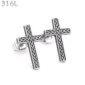 Boucles d’Oreilles Croix Ornementale Acier 316L.