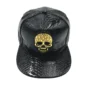 Casquette Similicuir Noir Tête de Mort Cloutée & Zircons.