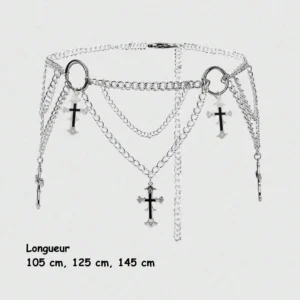 Ceinture Chaîne de Taille Croix Gothique en Acier 316L - 3 Longueurs.