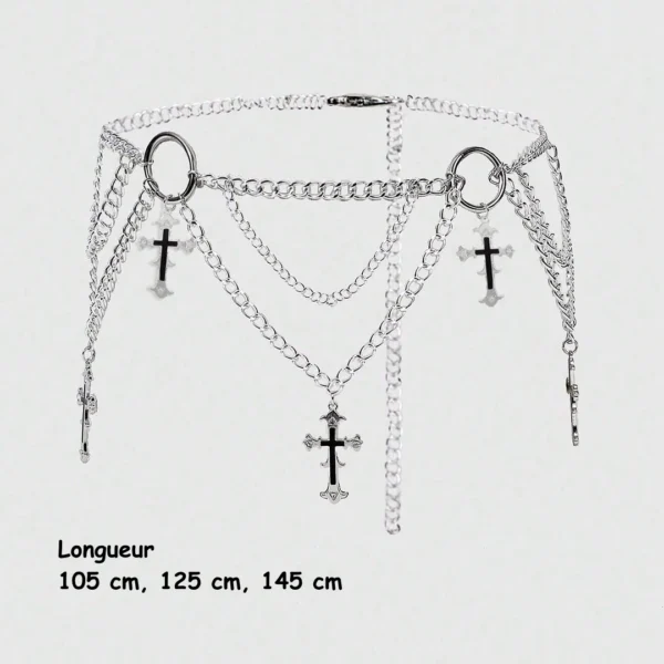Ceinture Chaîne de Taille Croix Gothique en Acier 316L - 3 Longueurs Ceinture Chaîne de Taille Croix Gothique en Acier 316L - 3 Longueurs.