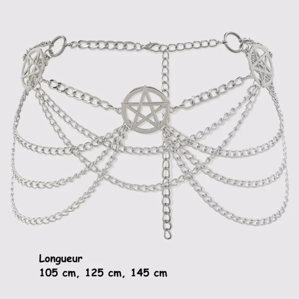 Ceinture Chaîne de Taille à Triple Pentacle Acier 316L Ceinture Chaîne de Taille à Triple Pentacle Acier 316L.