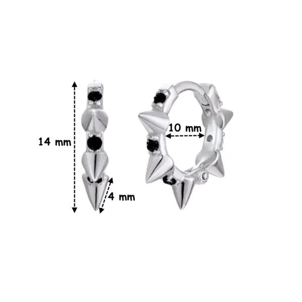 Créoles Argent 925 Pointes & Zirconiums Noirs Alternés (dimensions) Créoles Argent 925 Pointes & Zirconiums Noirs Alternés (dimensions).