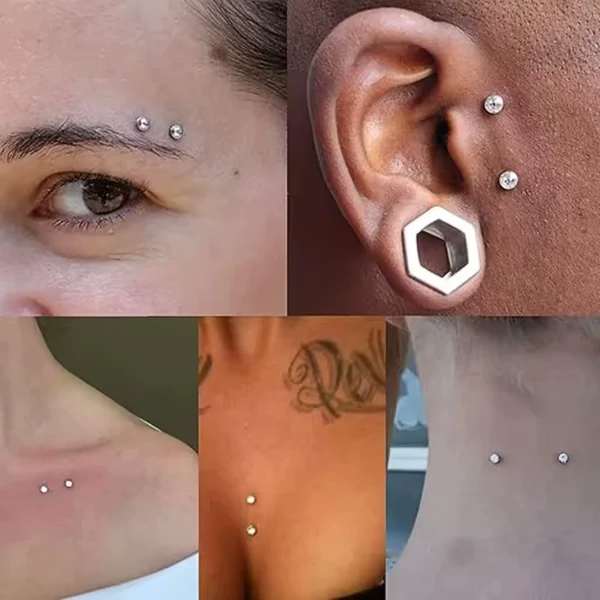 Différentes zone de port Piercing de Surface en Titane Microdermal avec Zircon Différentes zone de port Piercing de Surface en Titane Microdermal avec Zircon.