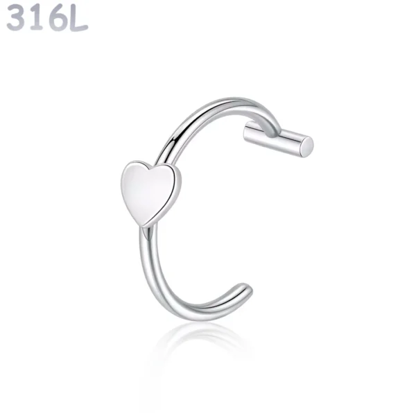 Faux Piercing Lèvre Anneau avec Cœur en Acier 316L Poli Faux Piercing Lèvre Anneau avec Cœur en Acier 316L Poli.