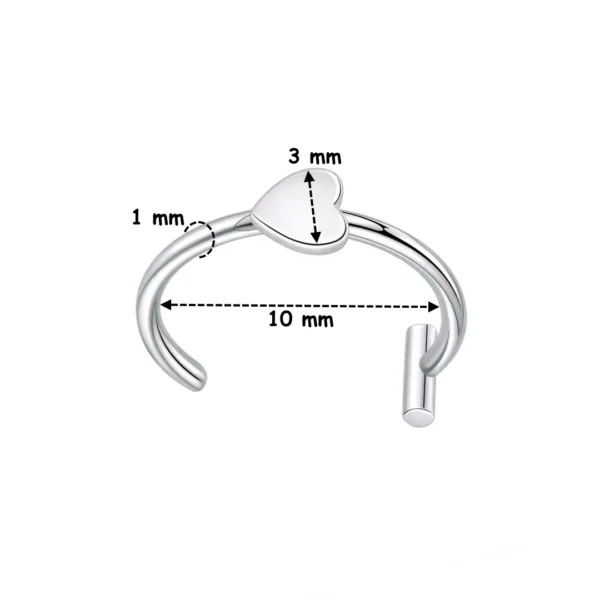 Faux Piercing Lèvre Anneau avec Cœur en Acier 316L (dimensions) Faux Piercing Lèvre Anneau avec Cœur en Acier 316L (dimensions).
