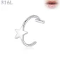 Faux Piercing Lèvre Anneau avec Étoile en Acier 316L.
