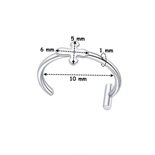 Faux Piercing Lèvre Anneau en Acier Chirurgical 316L avec Croix (dimensions) Faux Piercing Lèvre Anneau en Acier Chirurgical 316L avec Croix (dimensions).