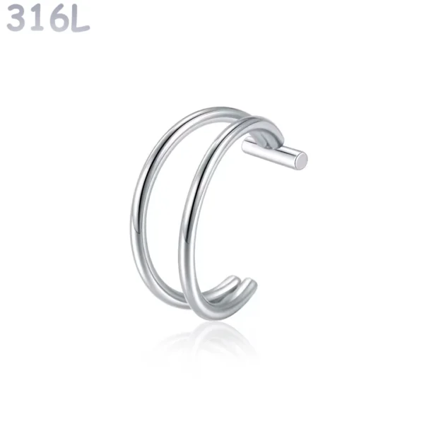 Faux Piercing Lèvre Double Anneau Acier Chirurgical 316L Poli Faux Piercing Lèvre Double Anneau Acier Chirurgical 316L Poli.
