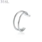 Faux Piercing Lèvre Double Anneau Acier Chirurgical 316L Poli.