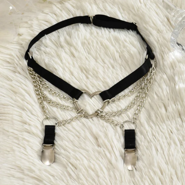 Jarretière Cœur Chaînes Métalliques & Clips Porte-Bas Jarretière Cœur Chaînes Métalliques & Clips Porte-Bas.