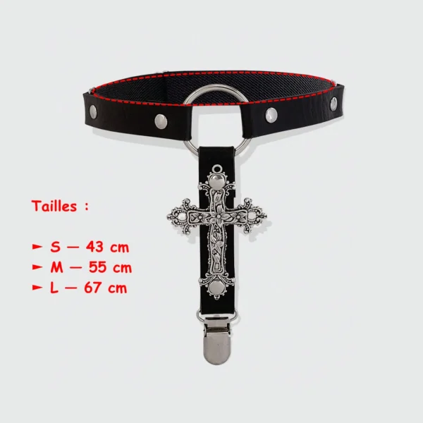 Jarretière Cuir Croix Gothique & Clip Porte-Bas (tailles) Jarretière Cuir Croix Gothique & Clip Porte-Bas (tailles).