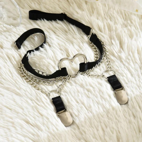 Jarretière Textile Cœur Chaînes & Clips Porte-Bas Jarretière Textile Cœur Chaînes & Clips Porte-Bas.