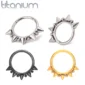 Piercing Anneau Clicker Couronne Perles & Pointes Titane.