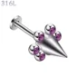 Piercing Lobe Pointe Conique Cerclée de Zirconiums Violets.