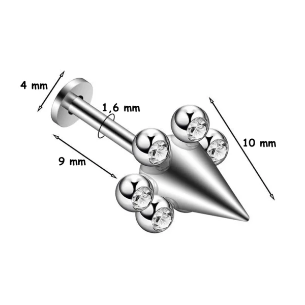 Piercing Lobe Pointe Conique Cerclée de Zirconiums (dimensions) Piercing Lobe Pointe Conique Cerclée de Zirconiums (dimensions).