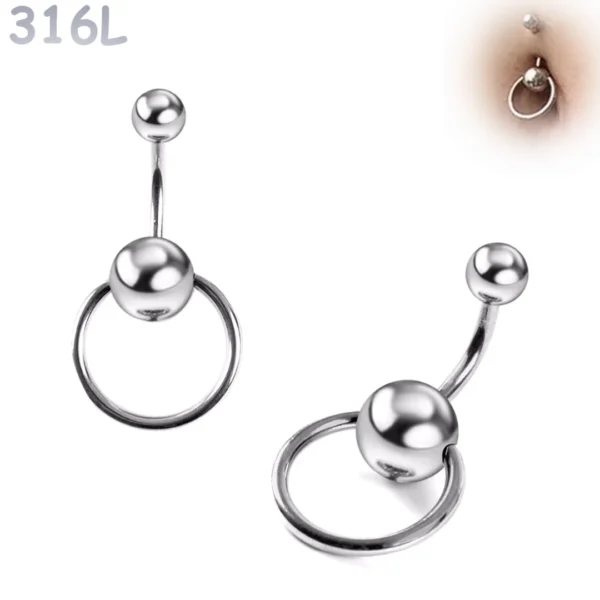 Piercing Nombril Anneau CBR Suspendu Acier 316L.