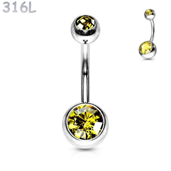 Piercing Nombril à Boules Serties Zirconiums Topaze Doré en Acier 316L Piercing Nombril à Boules Serties Zirconiums Topaze Doré en Acier 316L.