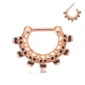 Piercing Septum Anneau Clicker Multi Têtes de Mort Acier 316L Or Rose PVD.