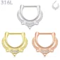 Piercing Septum Clicker Arc Ornemental Zirconiums Acier 316L.