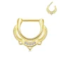 Piercing Septum Clicker Arc Ornemental Zirconiums Acier 316L Doré PVD.