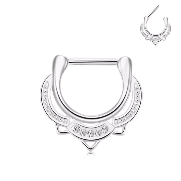 Piercing Septum Clicker Arc Ornemental Zirconiums Acier 316L Poli Piercing Septum Clicker Arc Ornemental Zirconiums Acier 316L Poli.