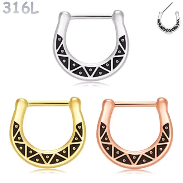 Piercing Septum Clicker Forme Fer à Cheval Acier 316L Piercing Septum Clicker Forme Fer à Cheval Acier 316L.