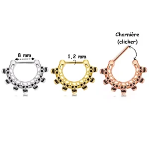 Piercing Septum Clicker Multi Têtes de Mort Acier 316L (dimensions) Piercing Septum Clicker Multi Têtes de Mort Acier 316L (dimensions).