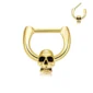 Piercing Septum Clicker Tête de Mort Acier 316L Doré PVD.