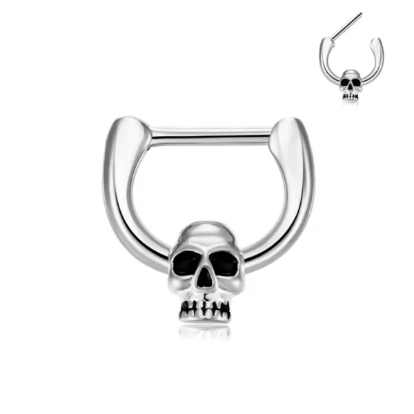 Piercing Septum Clicker Tête de Mort Acier 316L Poli Piercing Septum Clicker Tête de Mort Acier 316L Poli.