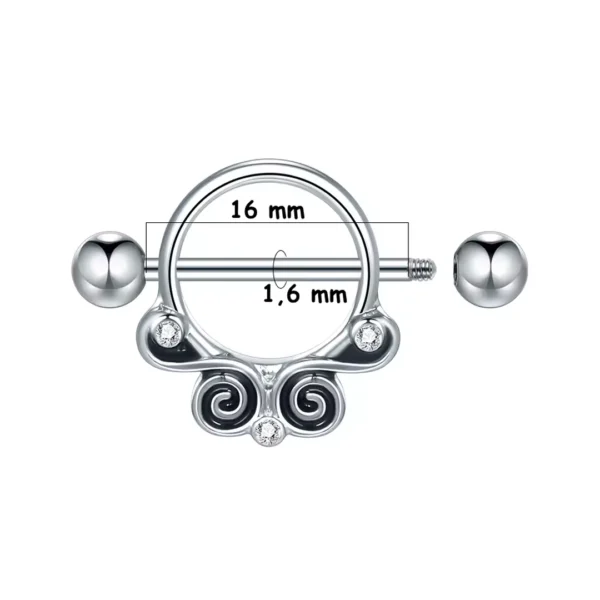 Piercing Téton Spirales Vintage Serties Zirconiums (dimensions) Piercing Téton Spirales Vintage Serties Zirconiums (dimensions).