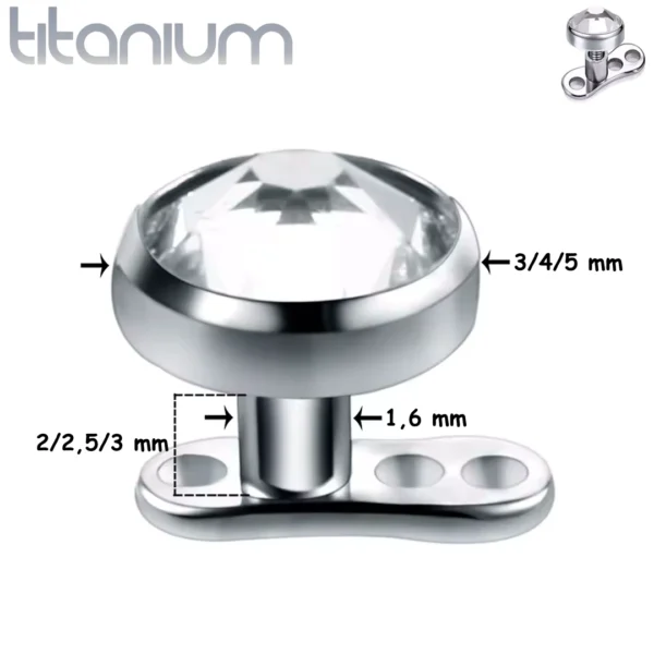 Piercing de Surface en Titane Microdermal avec Zircon 3-4-5 mm Piercing de Surface en Titane Microdermal avec Zircon 3-4-5 mm.