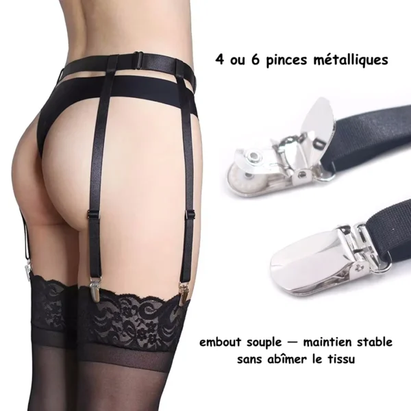 Porte-Jarretelle Réglable 4 ou 6 Pinces Métalliques Porte-Jarretelle Réglable 4 ou 6 Pinces Métalliques.