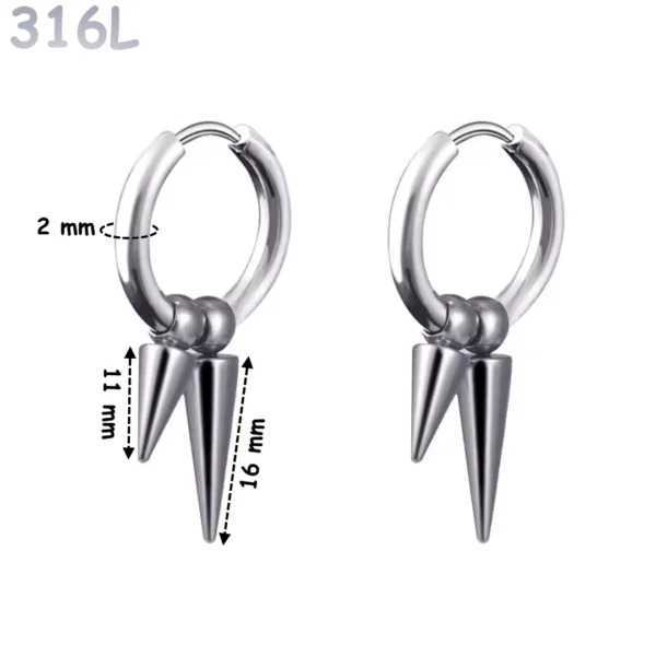 Créoles Double Spike Punk Acier Chirurgical Poli Créoles Double Spike Punk Acier Chirurgical Poli.