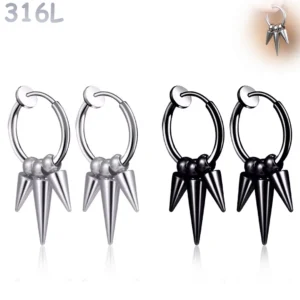 Créoles Faux Piercing Triple Pointes Acier 316L.