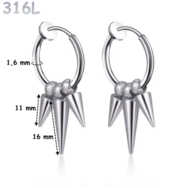 Créoles Faux Piercing Triple Pointes Acier 316L Poli Créoles Faux Piercing Triple Pointes Acier 316L Poli