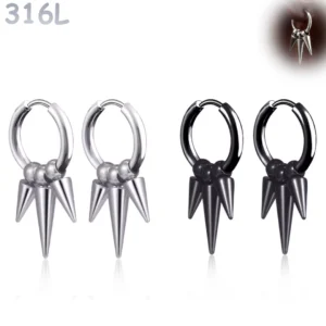 Créoles Triple Spike Punk Acier 316L Clicker.