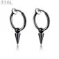 Créoles à Pointe Conique 11 mm Oreilles Non Percées Acier 316L Noir PVD
