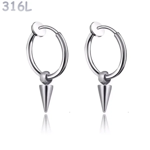 Créoles à Pointe Conique 11 mm Oreilles Non Percées Acier 316L Poli Créoles à Pointe Conique 11 mm Oreilles Non Percées Acier 316L Poli