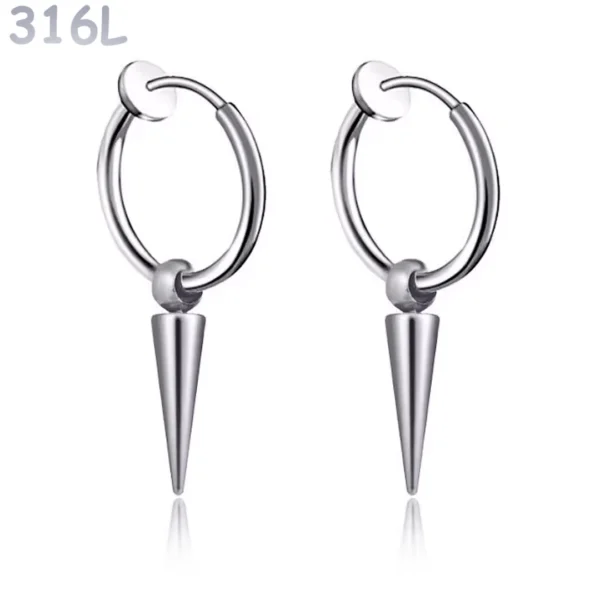 Créoles à Pointe Conique 16 mm Oreilles Non Percées Acier 316L Poli Créoles à Pointe Conique 16 mm Oreilles Non Percées Acier 316L Poli