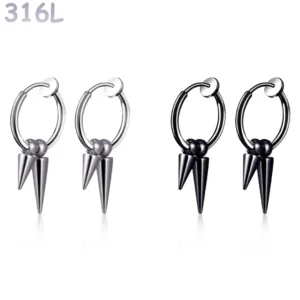 Faux Piercing Créoles Double Spike Acier 316L.